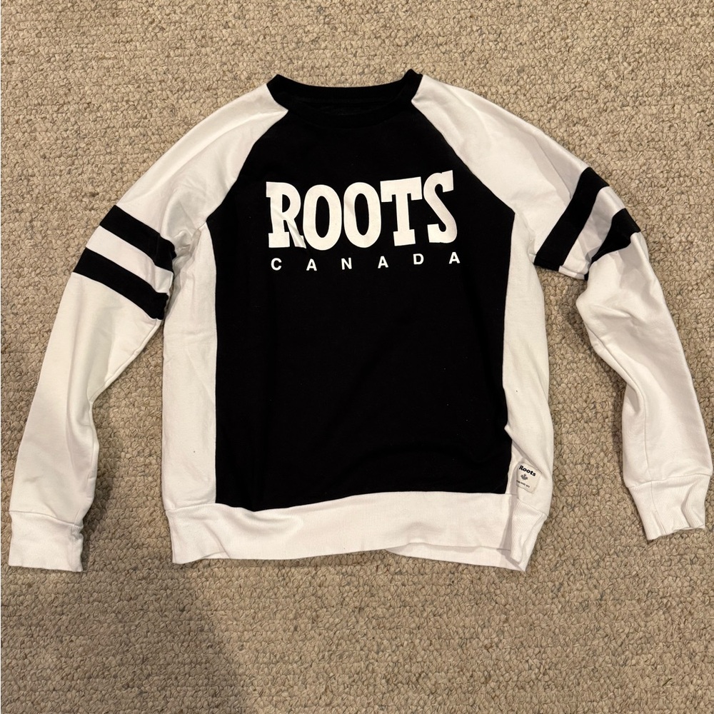 Roots Black and White Raglan Sweatshirt